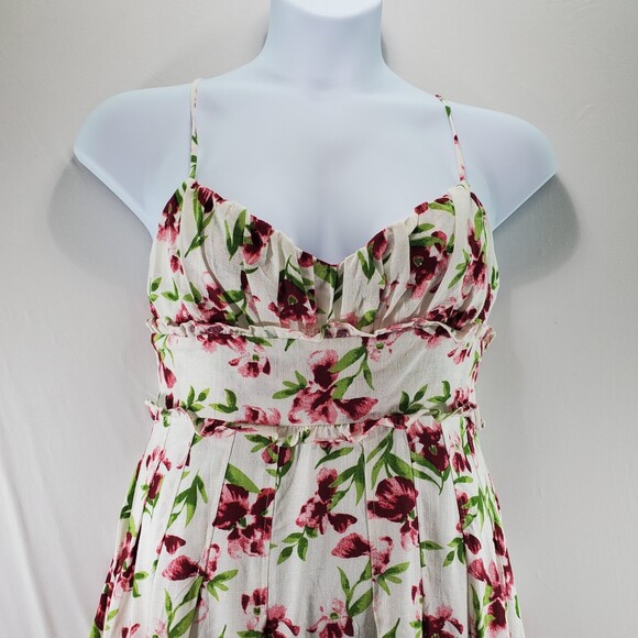 US 8 Petal & Pup Fyrsil Dress White Floral Rayon Linen Midi Length Sleeveless - Picture 13 of 13